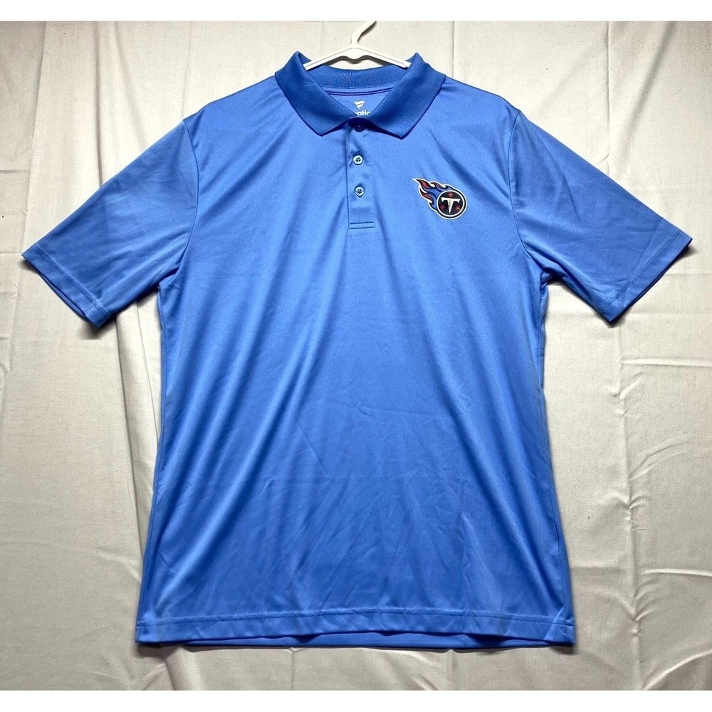 Fanatics Polo Shirt Medium Blue Tennessee Titans Football NFL Graphic Print Logo